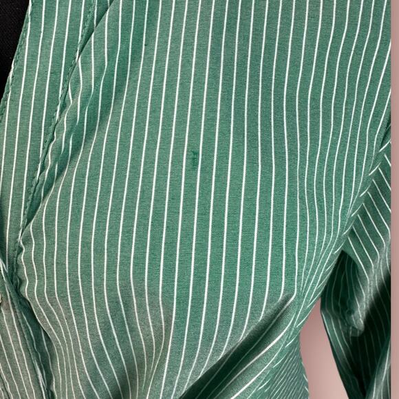 Maeve Women’s Size 8 Green/White Pinstripe Tie Front Button Up Shirt - Picture 3 of 6